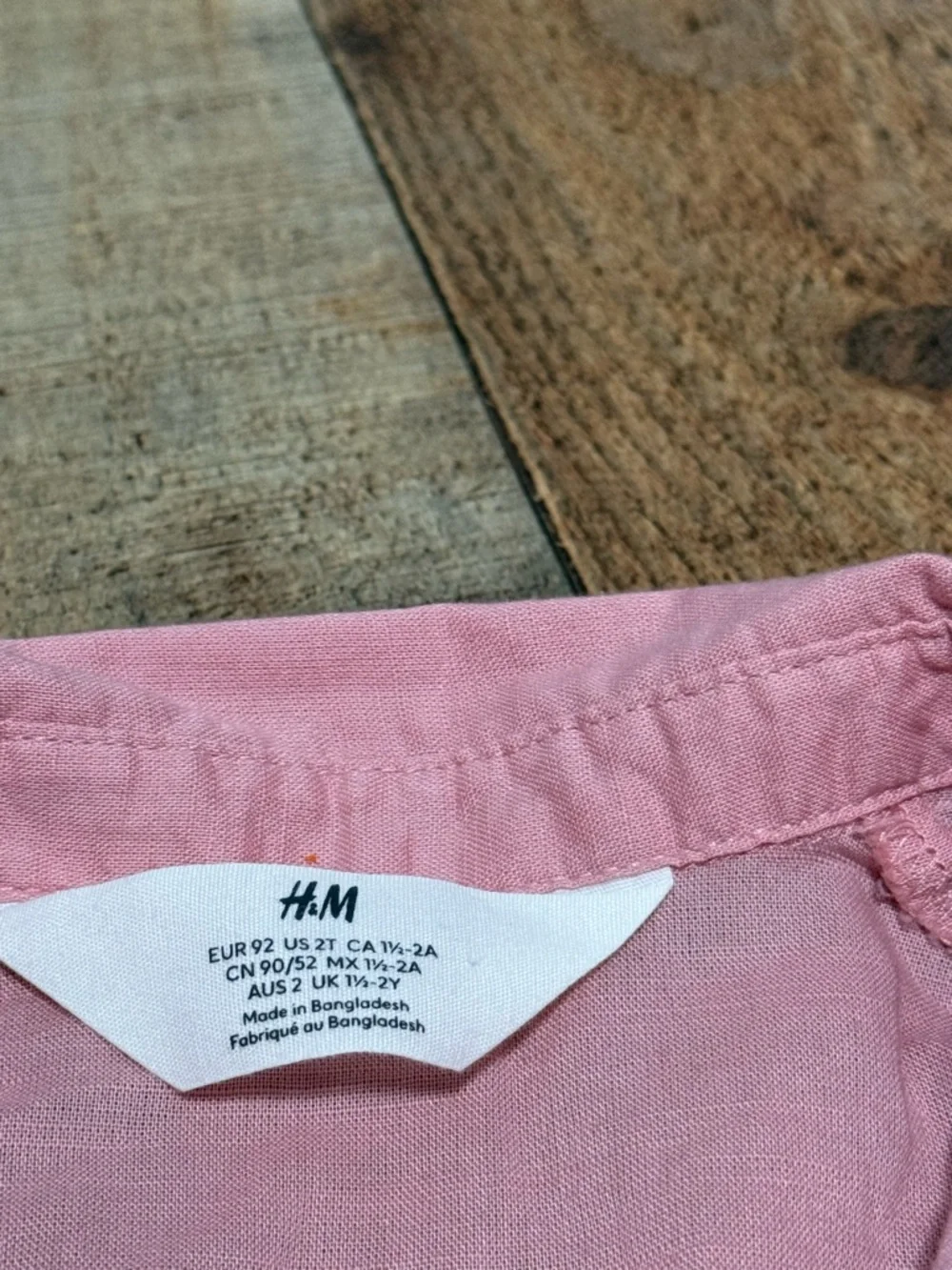 H&M COTTON SHIRT DRESS 2T Dusty pink